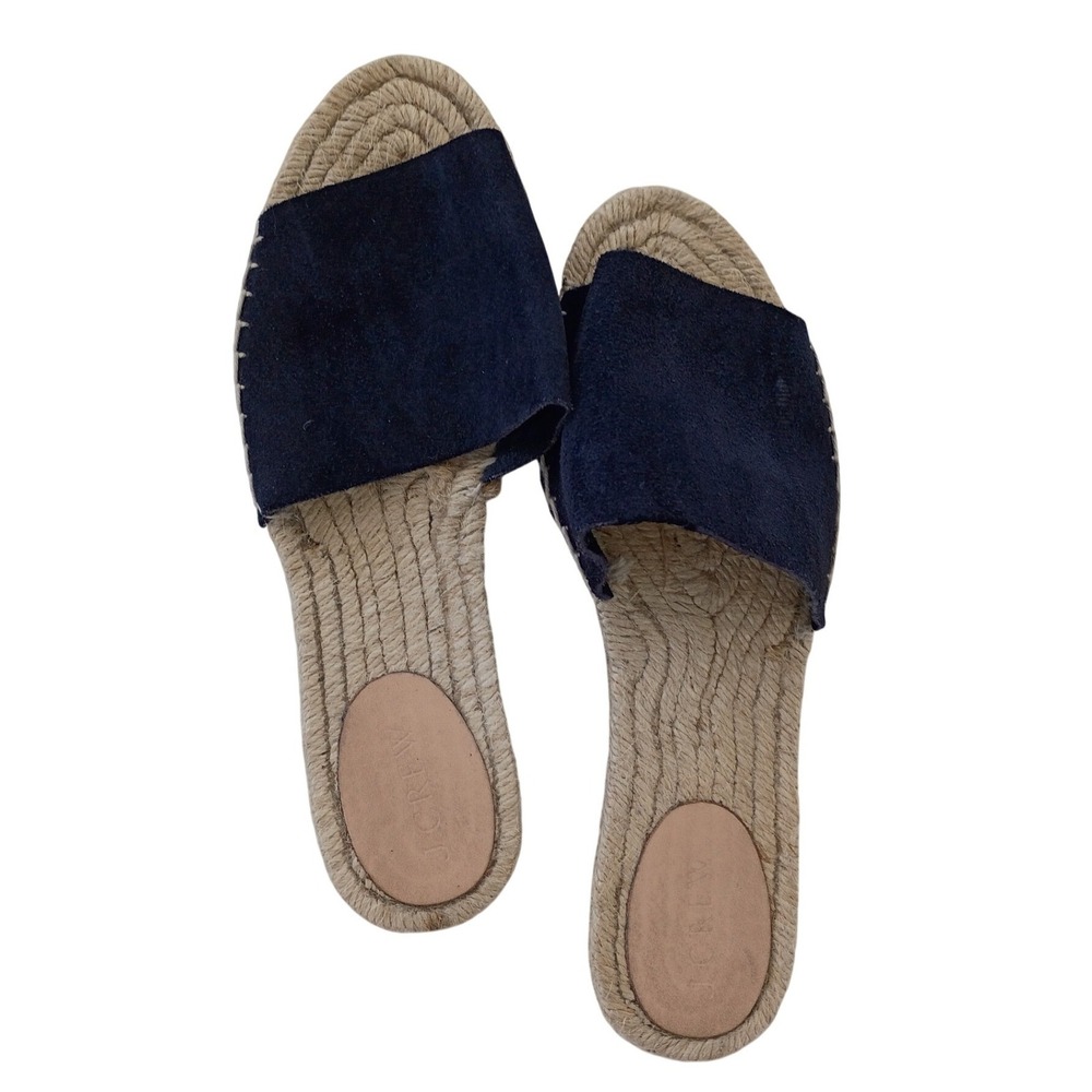 J.Crew Navy Blue Suede Espadrille Slides‎ Made in Spain Women 7 Sandals $128